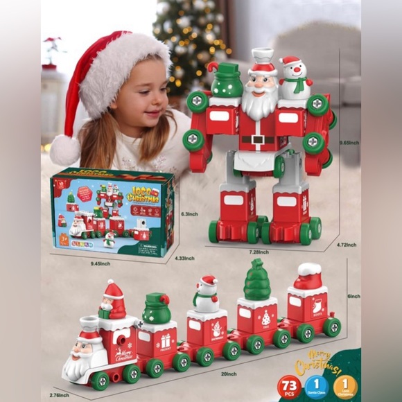 🆕 - 73 pc Christmas Kids Train/Robot Transformer STEM Building Construction Toy - Picture 10 of 16
